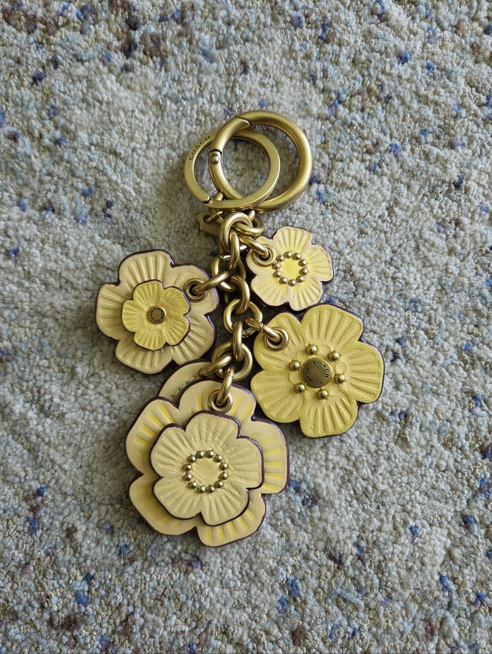 Coach Yellow Tea Rose Bag Charm Keychain